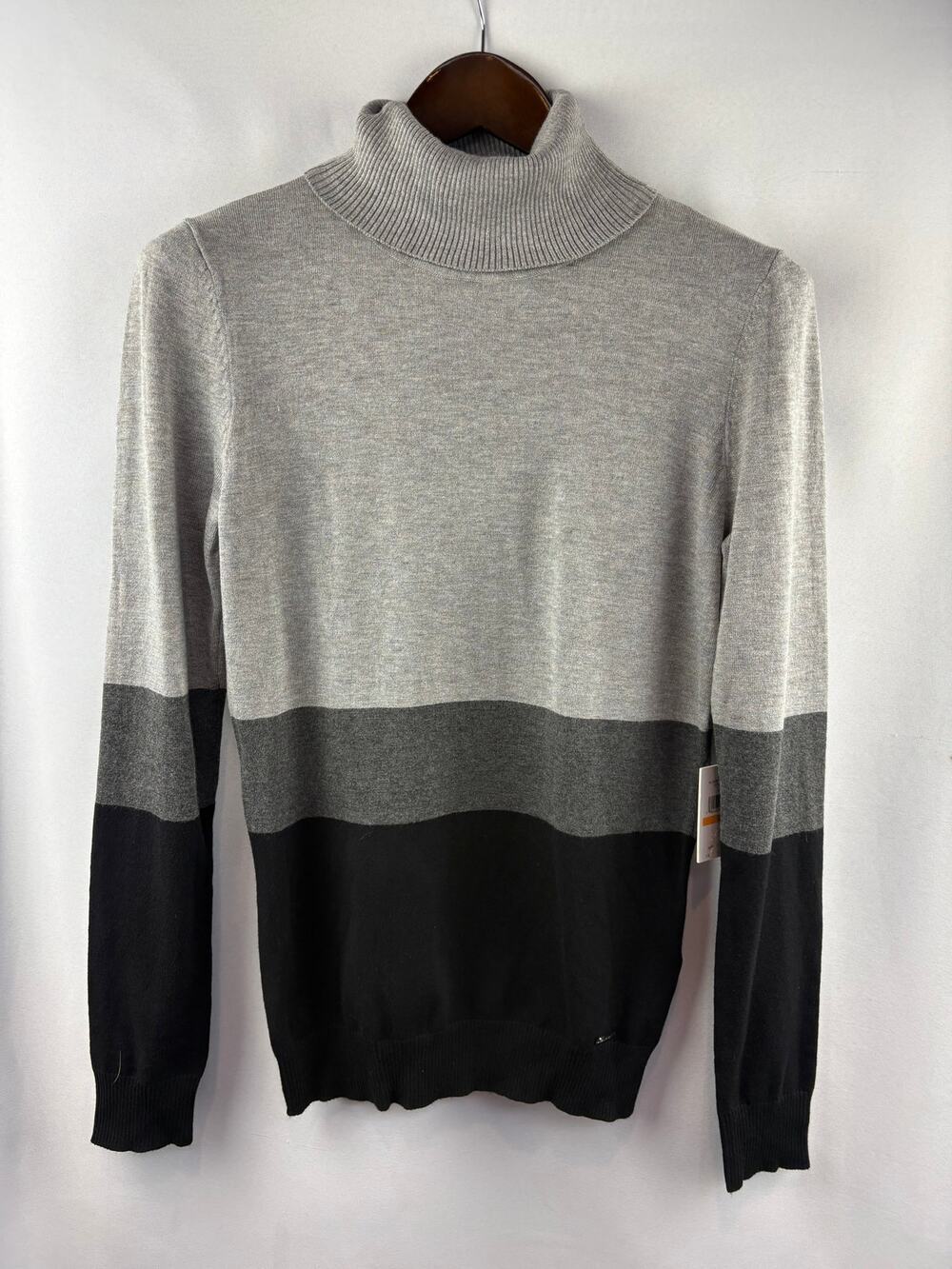 Women’s Calvin Klein Small Black & Gray Striped Turtleneck
